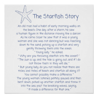 Starfish Gedicht, die Starfish Geschichte, Foster Poster