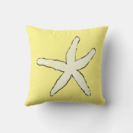 Starfish Gelbes weißes Muster Elegantes Strandgesc Kissen (Rückseite)