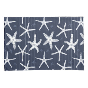 Starfish Gemusterte, blaue und weiße Küste Kissenbezug