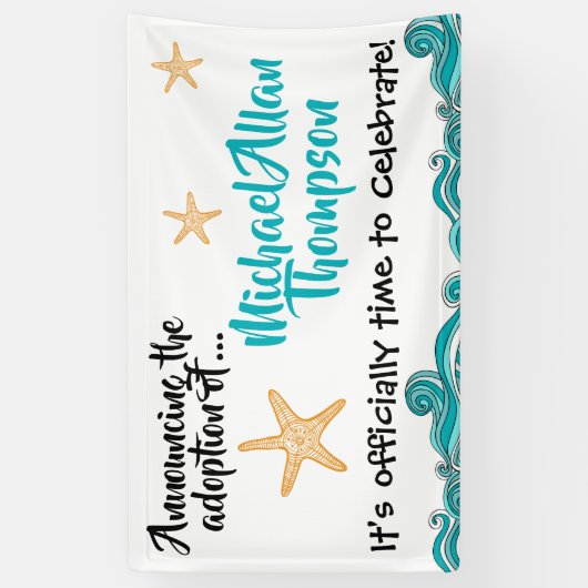 Starfish-Geschichten-Adoptions-Party-Zeichen Banner (Vertikal)