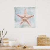 Starfish gestörte blaue Creme Poster (Küche)