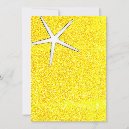 Starfish Gold Yellow Glitzer Beach Royal Wedding Einladung (Rückseite)