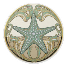 Starfish Green Cream & Gold Art Deco Nouveau