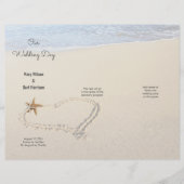 Starfish Herz in Sand Beach Hochzeitsprogramm (Vorderseite)