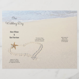 Starfish Herz in Sand Beach Hochzeitsprogramm