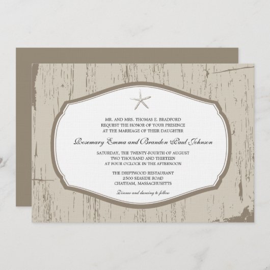 Starfish Hochzeit Einladung (Vorne/Hinten)