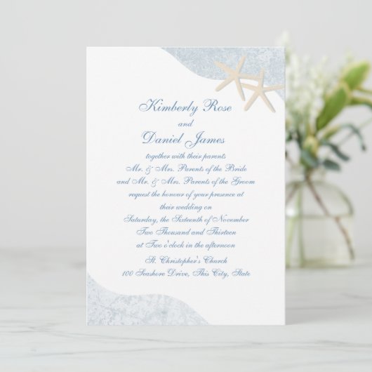 Starfish Hochzeit Einladung (Stehend Vorderseite)
