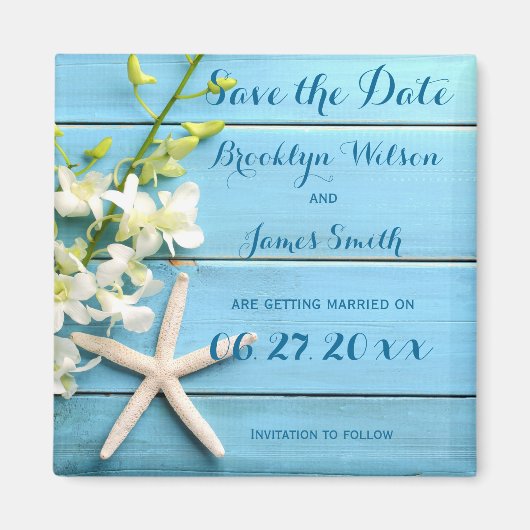 Starfish Hochzeit speichern Sie das Date Magnet mi (Vorne)
