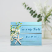 Starfish Hochzeit Speichern Sie das Datum Postkart Ankündigungspostkarte (Stehend Vorderseite)