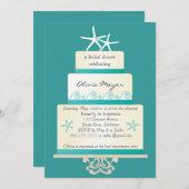 Starfish-Hochzeits-Kuchen-Brautparty-Einladungen Einladung (Vorne/Hinten)