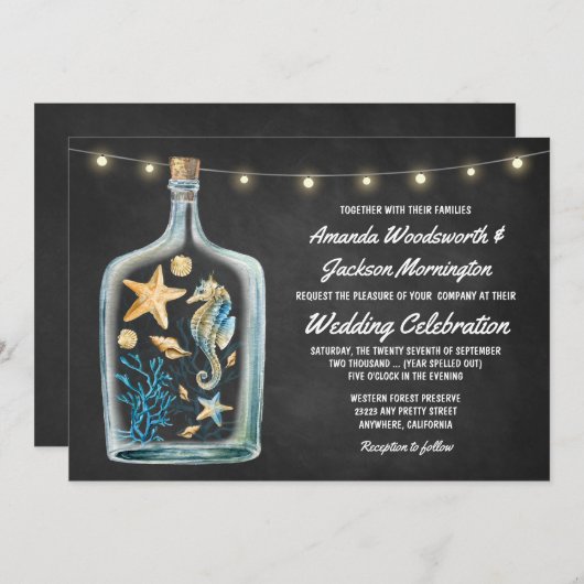 Starfish Hochzeitseinladungen im Nautic Chalkboard Einladung (Vorne/Hinten)