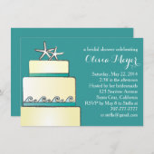 Starfish Hochzeitskuchen Brautparty lädt Aquamarin Einladung (Vorne/Hinten)