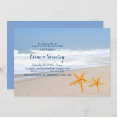 Starfish Hochzeitspaare am Strand Dusche Einladung (Vorne/Hinten)