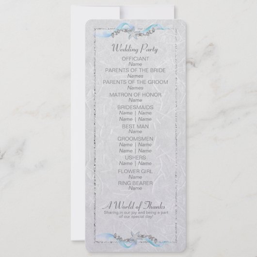 Starfish Hochzeitsprogramm Einladung (Rückseite)