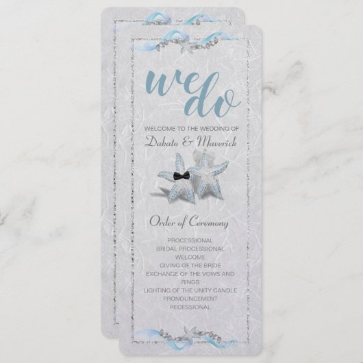 Starfish Hochzeitsprogramm Einladung (Vorne/Hinten)