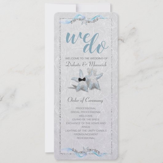 Starfish Hochzeitsprogramm Einladung (Vorderseite)