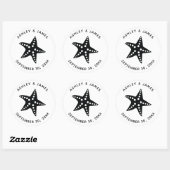 Starfish Hochzeitsticker, Beach Theme Tag, Black Runder Aufkleber (Blatt)
