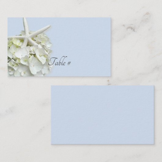 Starfish Hydrangea Blue Tischnummer Platzkarte (Vorne/Hinten)