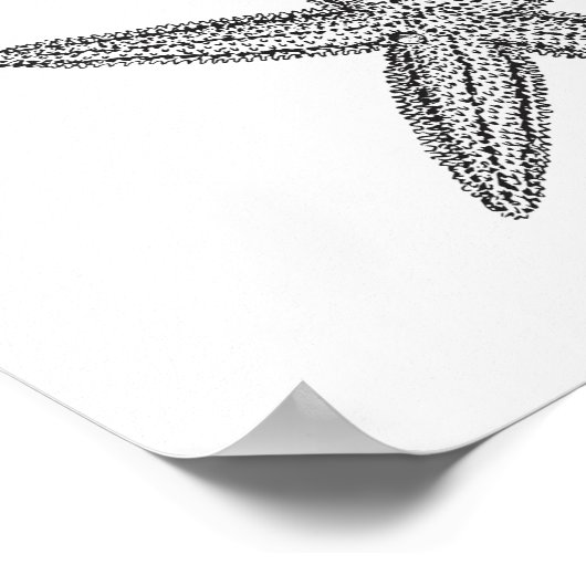 Starfish Illustration in Schwarzweiß Poster (Ecke)