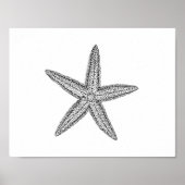 Starfish Illustration in Schwarzweiß Poster (Vorne)