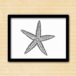 Starfish Illustration in Schwarzweiß Poster
