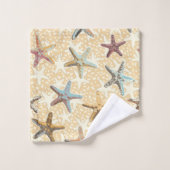 Starfish im Sand Badhandtuch Set (Waschlappen)