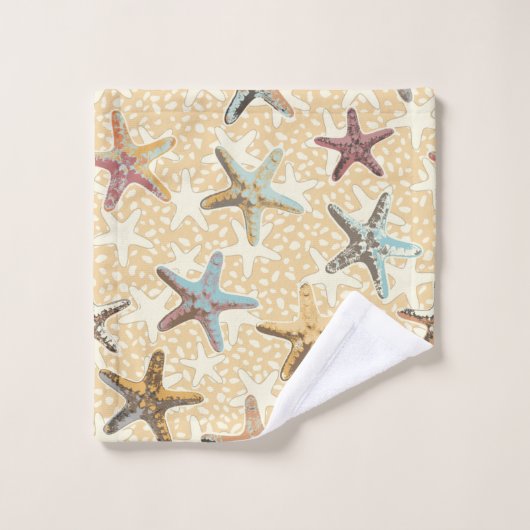 Starfish im Sand Badhandtuch Set (Waschlappen)