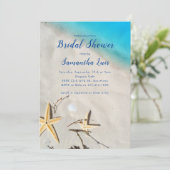 Starfish im Sand Beach Brautparty Einladung (Stehend Vorderseite)