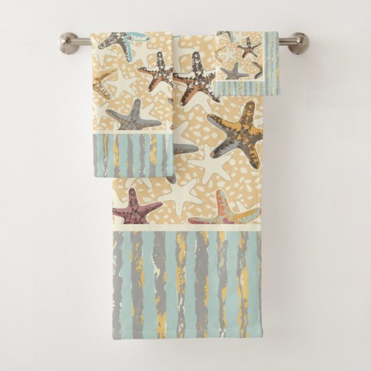 Starfish im Sand mit Algenstreifen Badhandtuch Set (Insitu)