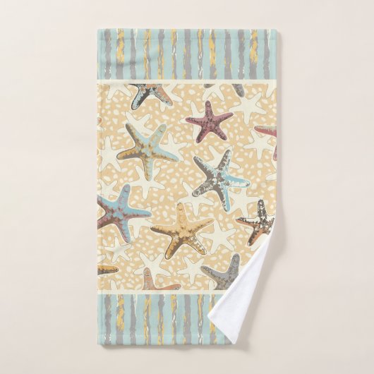 Starfish im Sand mit Algenstreifen Badhandtuch Set (Handtuch)