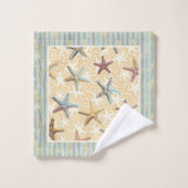 Starfish im Sand mit Algenstreifen Badhandtuch Set (Waschlappen)