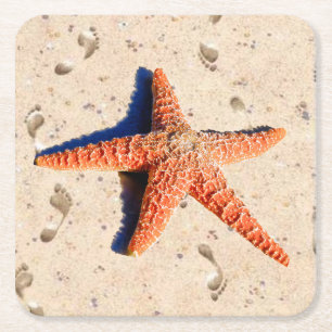 Starfish im Sand Rechteckiger Pappuntersetzer