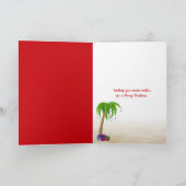 Starfish im Strandstuhl mit Weihnachtsmannmütze Feiertagskarte (Innenseite)