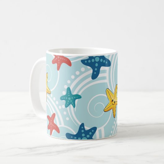 Starfish im Wirblen Ozean Kaffeetasse (Vorderseite Links)