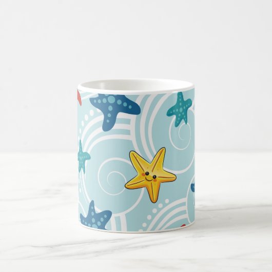 Starfish im Wirblen Ozean Kaffeetasse (Mittel)