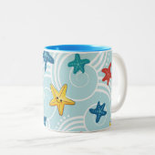 Starfish im Wirblen Ozean Zweifarbige Tasse (VorderseiteRechts)