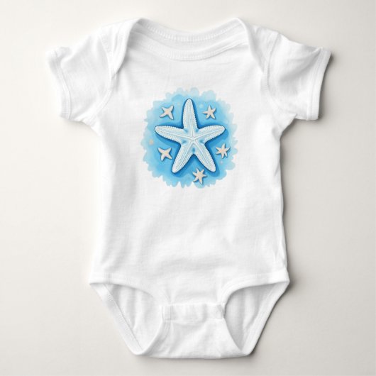 Starfish in Blau Baby Strampler (Vorderseite)