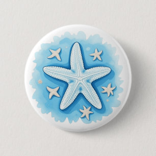 Starfish in Blau Button