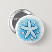 Starfish in Blau Button (Vorne & Hinten)