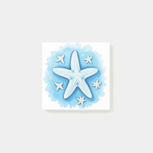 Starfish in Blau Post-it Klebezettel (Vorderseite)