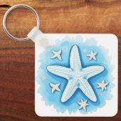 Starfish in Blau Schlüsselanhänger (Vorderseite)