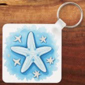 Starfish in Blau Schlüsselanhänger (Rückseite)