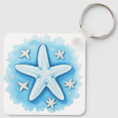Starfish in Blau Schlüsselanhänger (Rückseite)