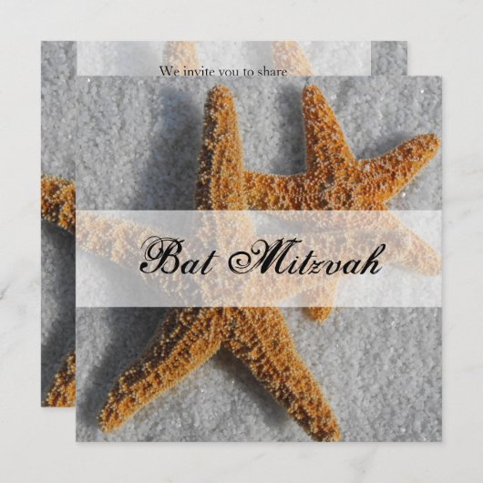 Starfish in der Sand-Bat Mitzvah Einladung (Vorne/Hinten)
