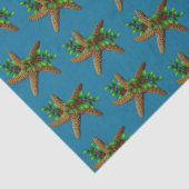 Starfish in Holly Deep Sea Blue Beach Seidenpapier (Detail)