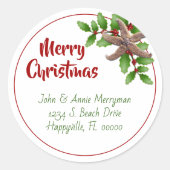 Starfish in Holly Green Beach Weihnachtsmarken Runder Aufkleber (Vorderseite)