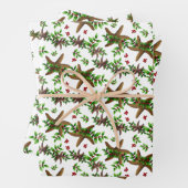 Starfish in Holly Tropical Christmas Pattern White Geschenkpapier Set (Beispiel)
