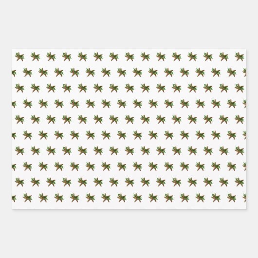 Starfish in Holly Tropical Christmas Pattern White Geschenkpapier Set (Vorderseite 3)