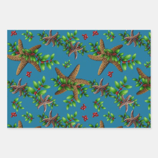 Starfish in Holsea Blue Beach Weihnachten Geschenkpapier Set (Vorderseite 2)