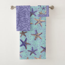 Starfish in Sand mit Coralize Badhandtuch Set